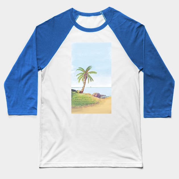 Palm Tree Sketch Baseball T-Shirt by OZOROZO